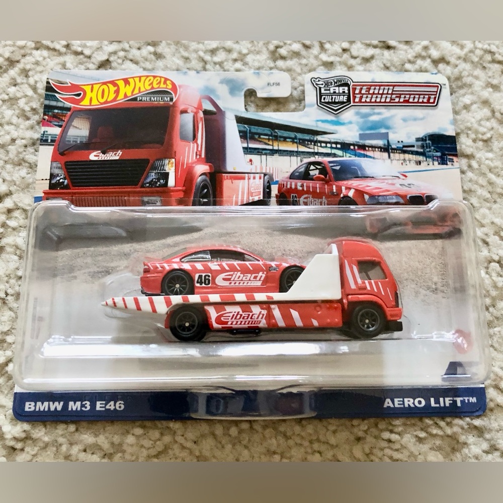 Hot Wheels BMW M3 E46 Aero Lift Team Transport Truck Car Hauler Eibach